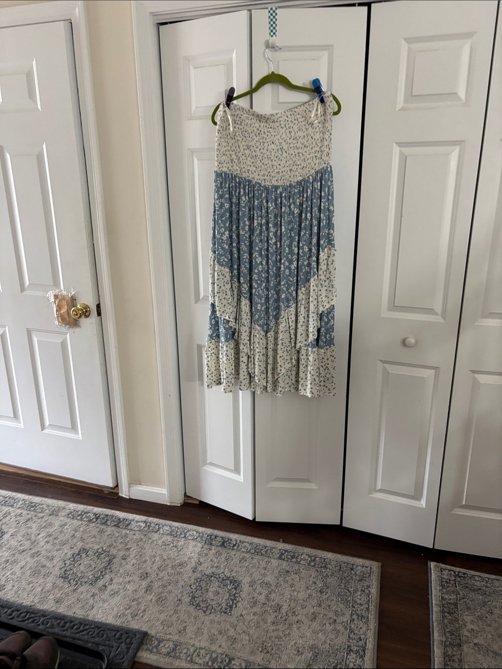 torrid Blue and Cream Ditsy Floral Smocked Midi Tube Dress